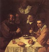 VELAZQUEZ, Diego Rodriguez de Silva y The three man beside the table Spain oil painting artist